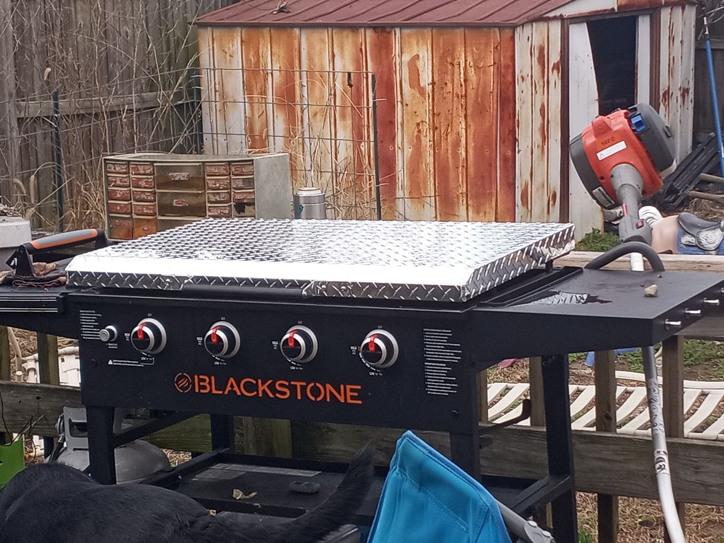 Customer photo review of GriddleGuard Diamond Plate Hard Cover Lid for Blackstone 36" Griddle