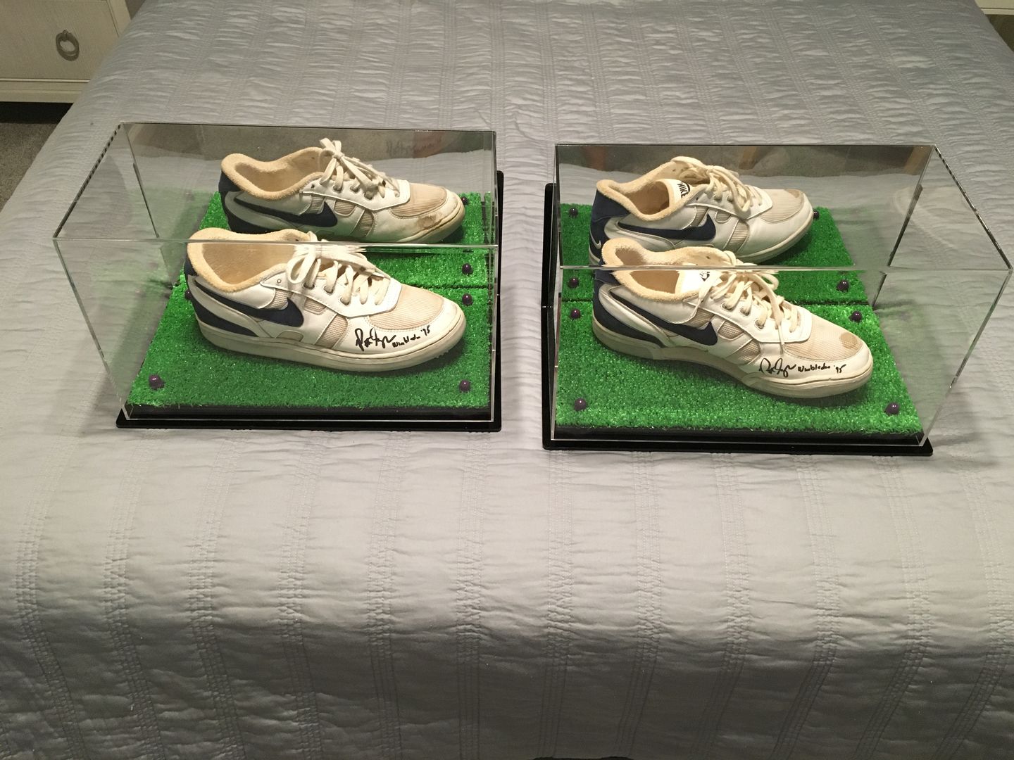 Customer photo review of Acrylic Large Shoe Display Case for Basketball Shoe Soccer Cleat Football Cleat - 15.25 X 12 X 8 - Mirror