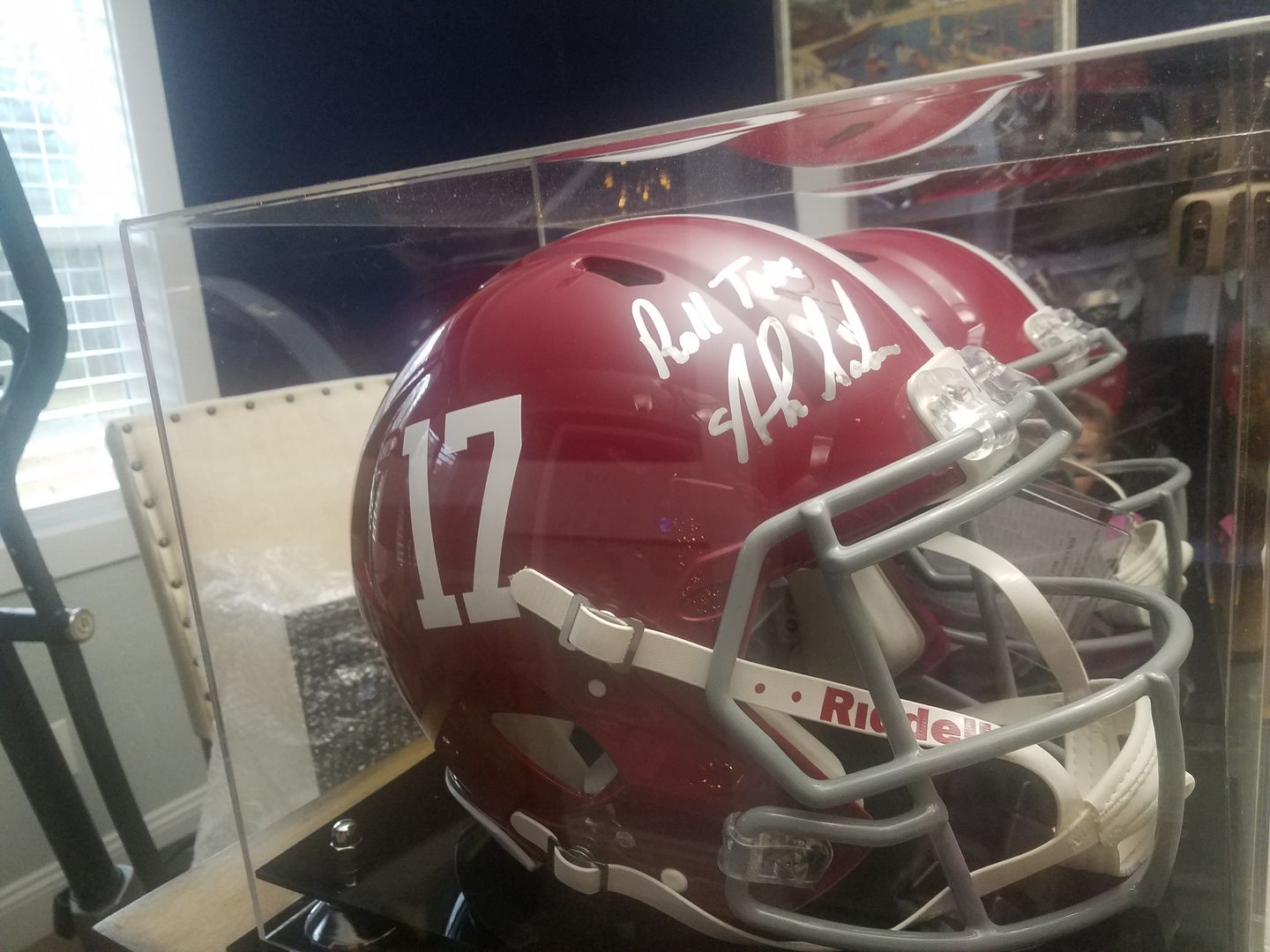 Customer photo review of Acrylic Full Size Football Helmet Display Case Clear