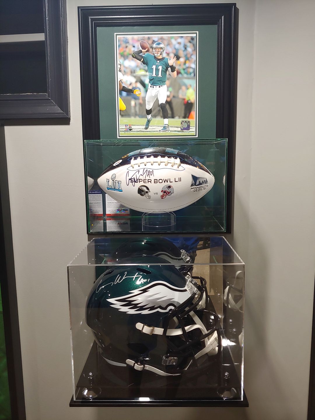 Customer photo review of Acrylic Full Size Football Display Case Clear