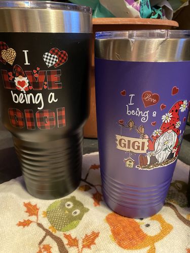 Customer photo review of I Love Being A Gigi Gnome Color Printed Tumbler
