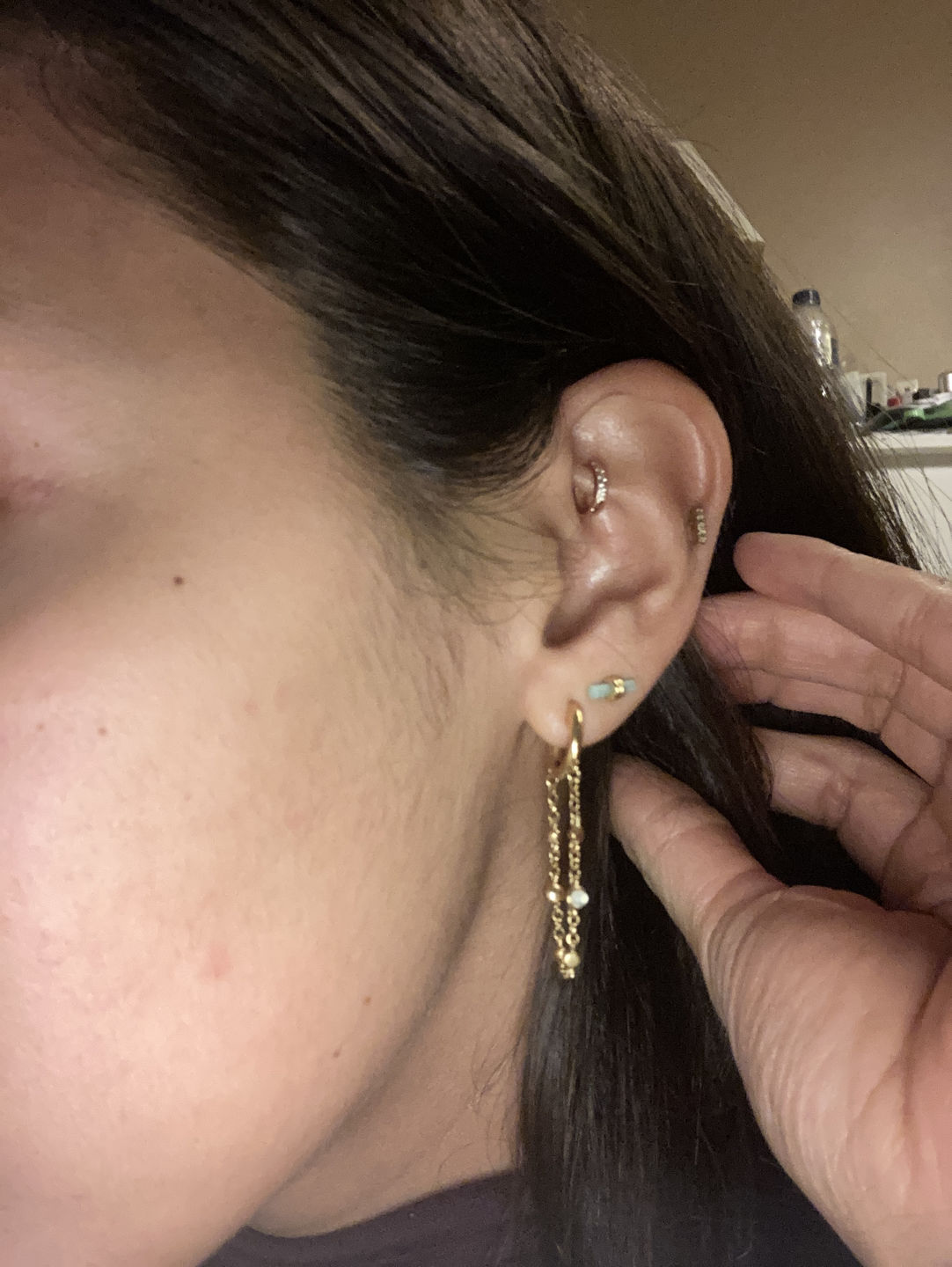 Customer photo review of Fine Seamless Pavé Hoop
