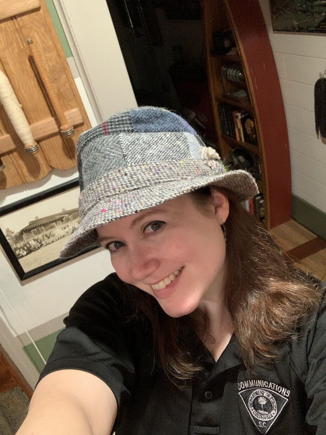Customer photo review of Walking Hat Patchwork Tweed