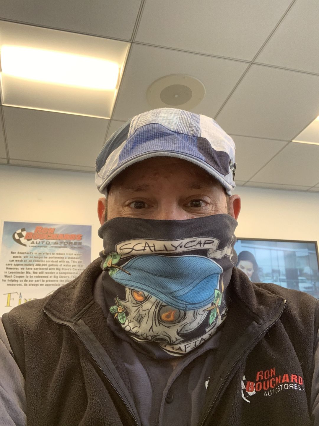 Customer photo review of Donegal Touring Cap Patchwork Grey/Blue Linen
