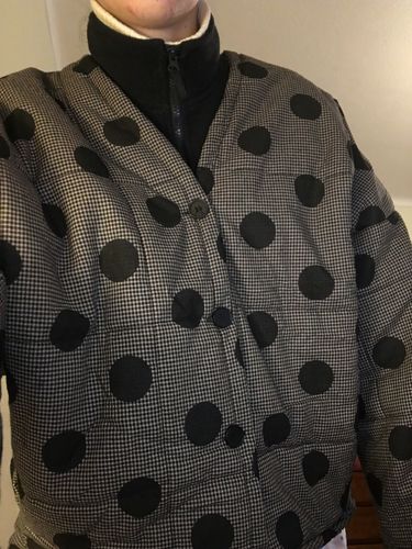 Customer photo review of Luxury casual jackets red plaid dotted v neck Button Down women coats