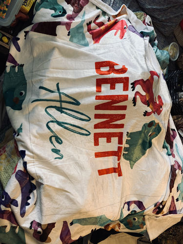 Customer photo review of Custom Name Printed Fleece Baby Blanket