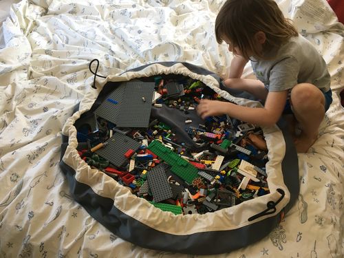 Customer photo review of Large Toy Storage Bag - Seattle Gray