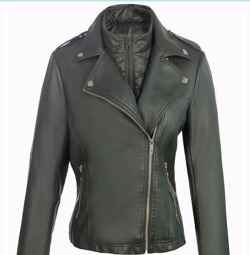 Customer photo review of Greta Green Bi-Material Biker Jacket