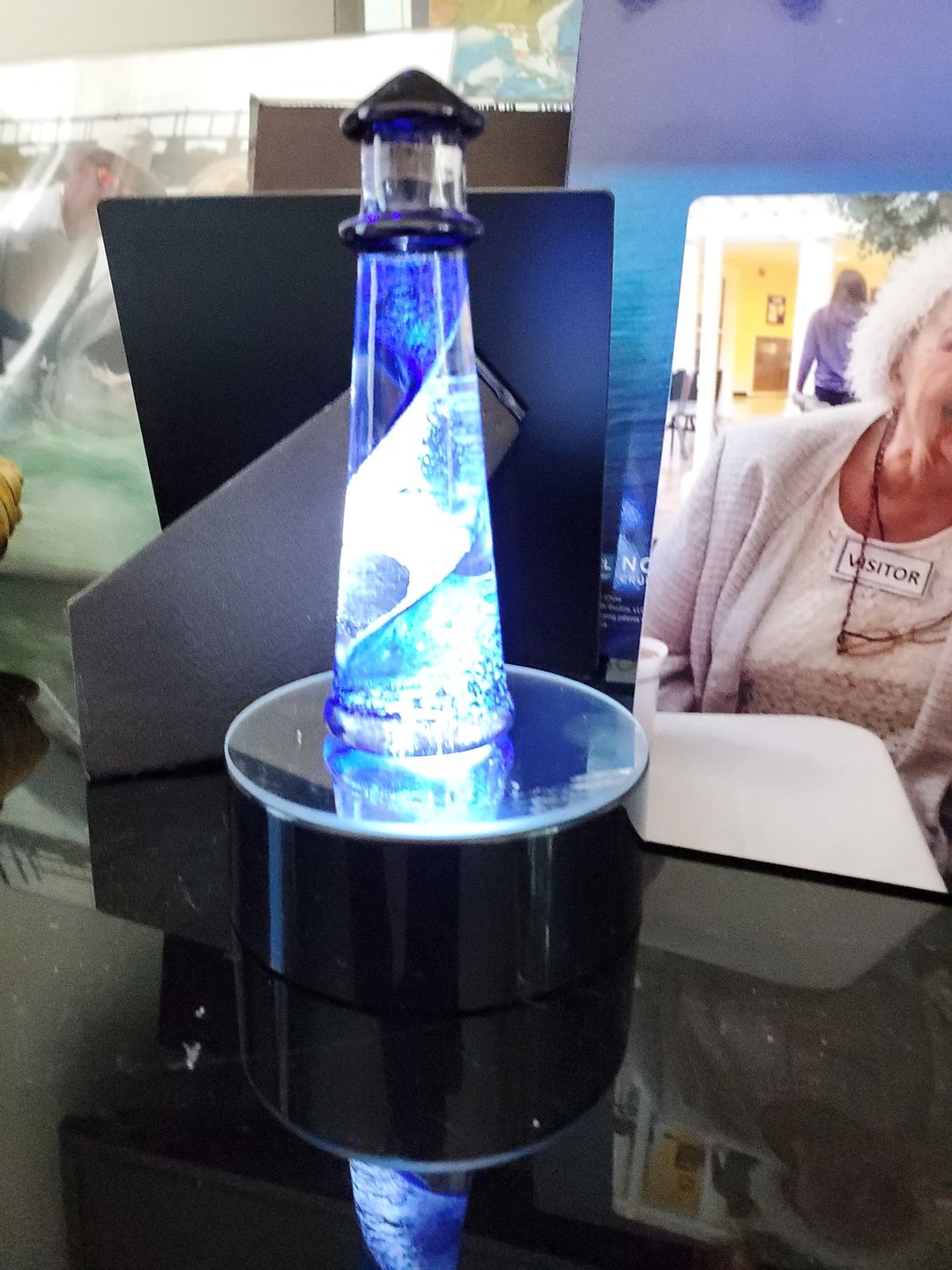 Customer photo review of Memorial Glass Lighthouse with Cremation Ashes
