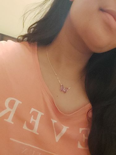 Customer photo review of Clear Crystal Butterfly Necklace