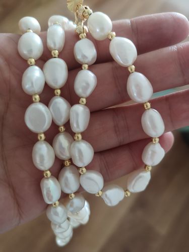 Customer photo review of Classic Baroque Pearl Necklace Bracelet Earrings Set