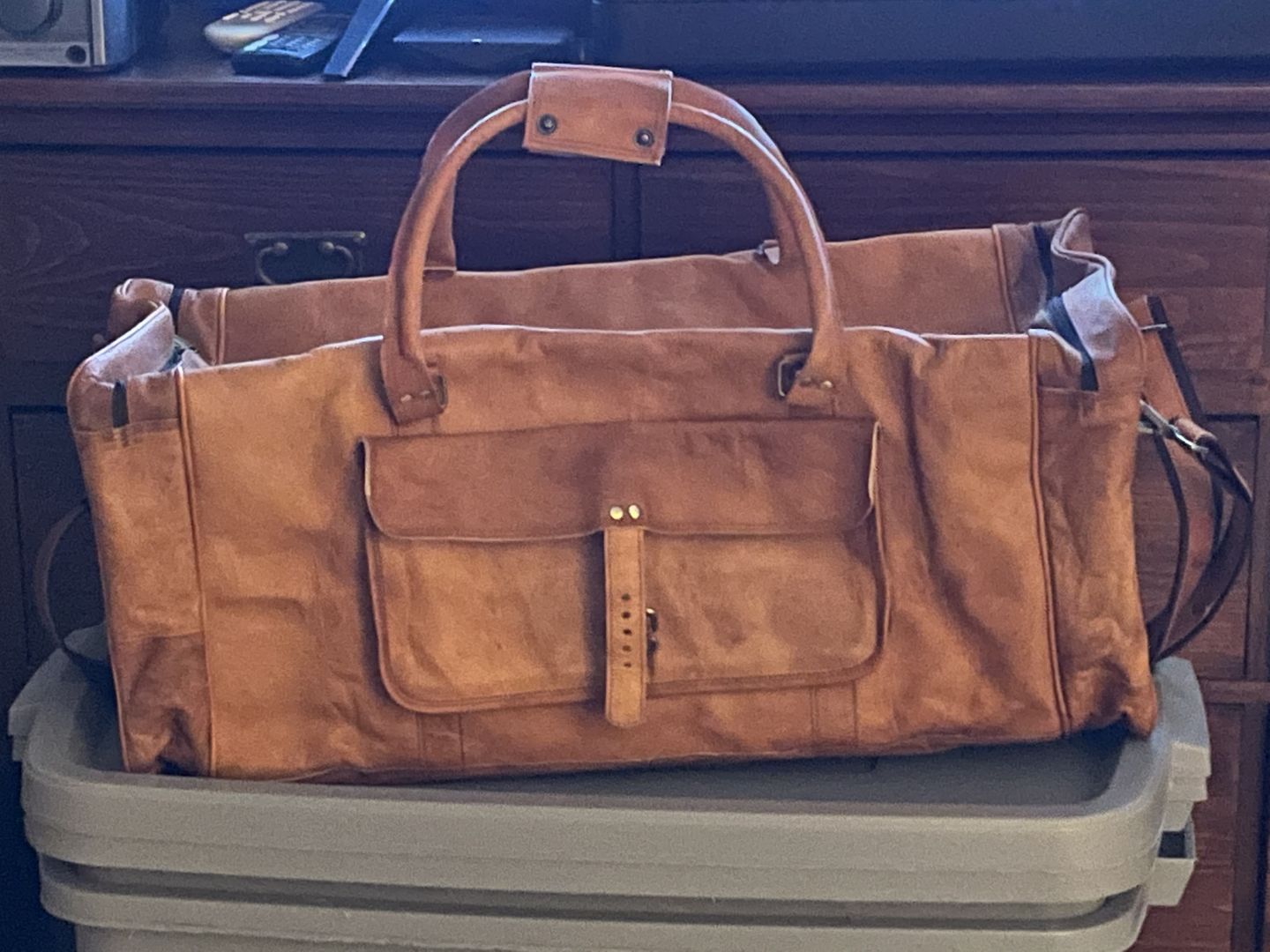 Customer photo review of Genuine Leather Travel Weekender Bag