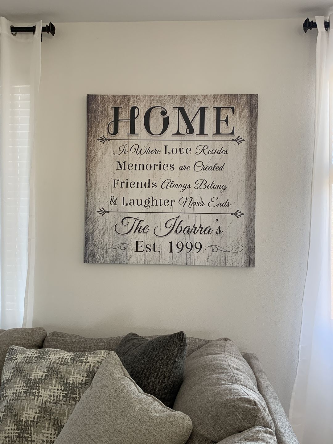 Customer photo review of Personalized "Home Is Where Love Resides" Premium Canvas