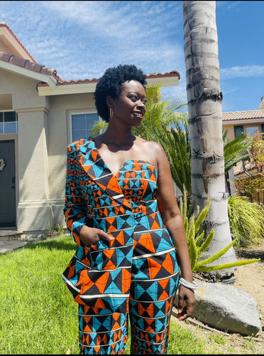 Customer photo review of African Print Lagina Jacket and Pant Set