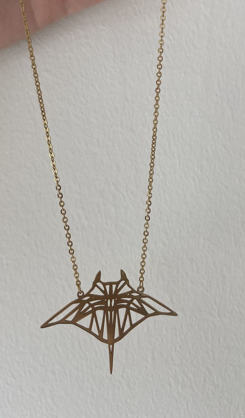 Customer photo review of Necklace: Large Manta Ray - silver or gold