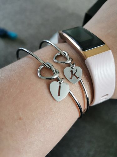 Customer photo review of AC Heart Initial Bangle Bracelet