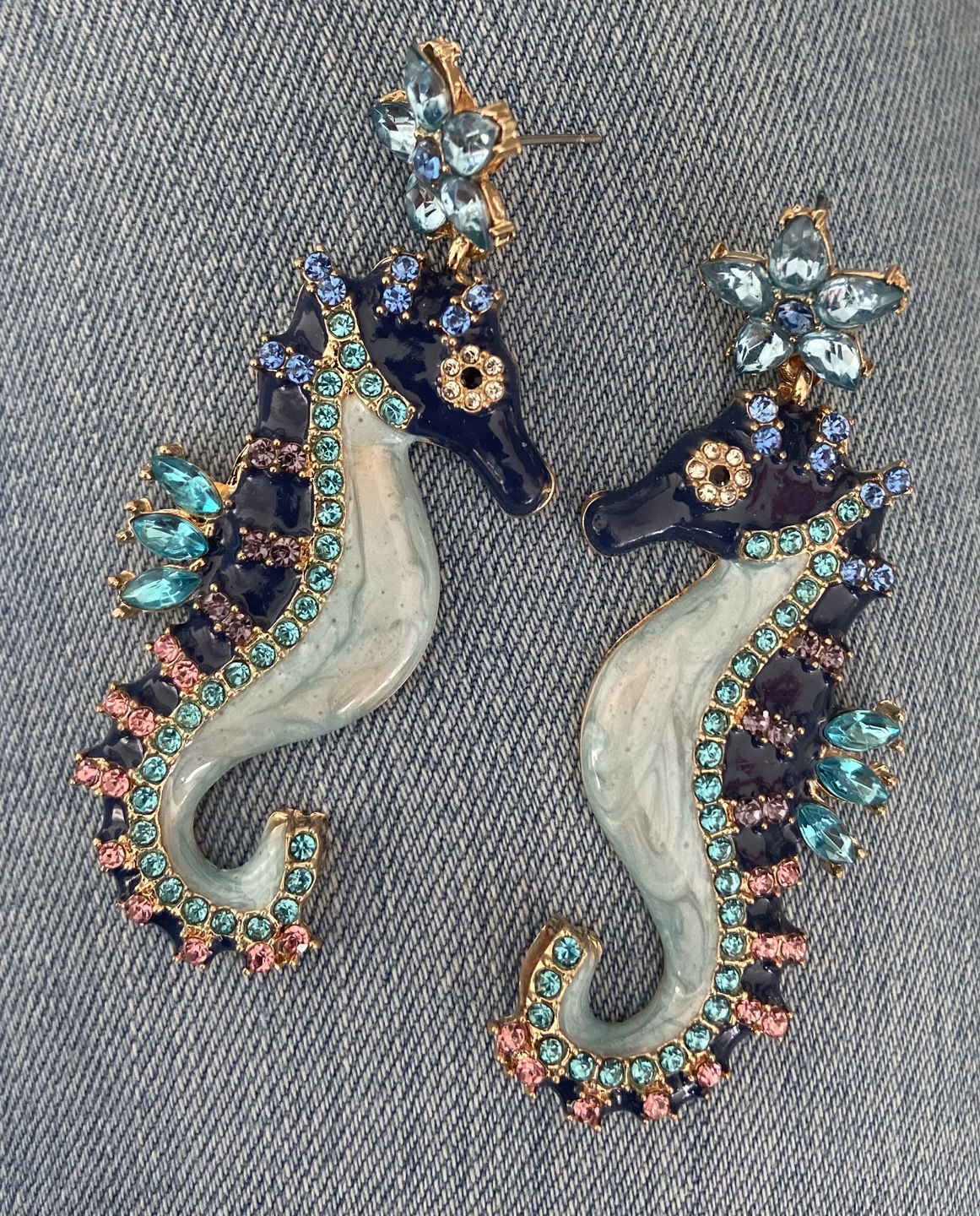 Customer photo review of Sparkling Crystal Earrings: Seahorse
