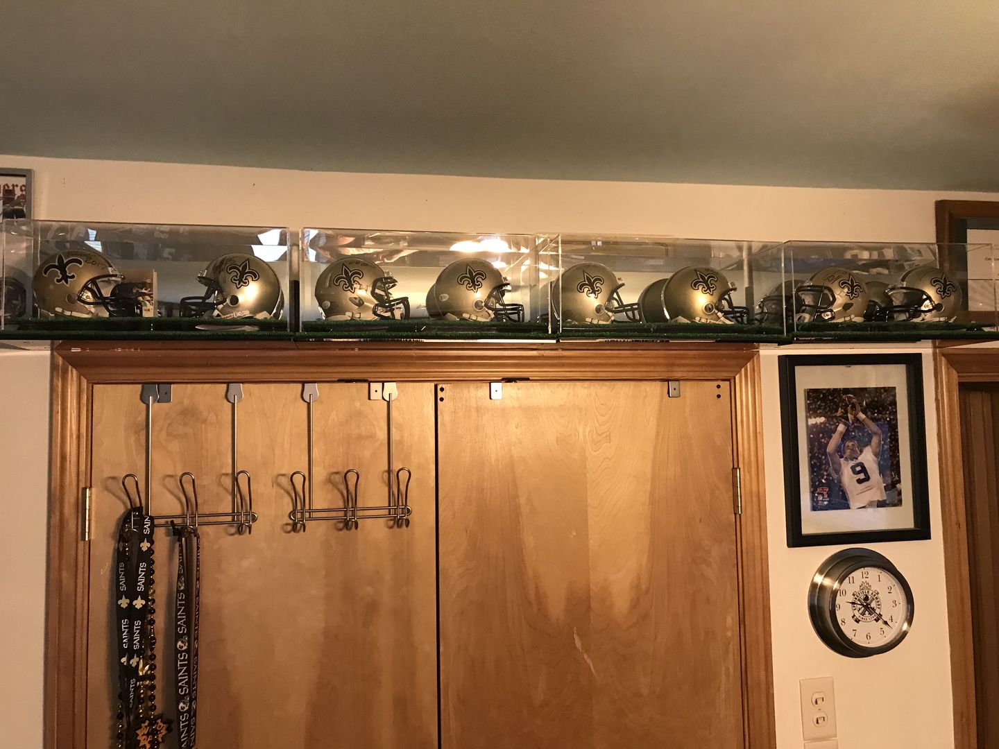 Customer photo review of 2 Mini Helmet or Mini Football with Mini Helmet (not Full Size) Display Case with Risers Mirror