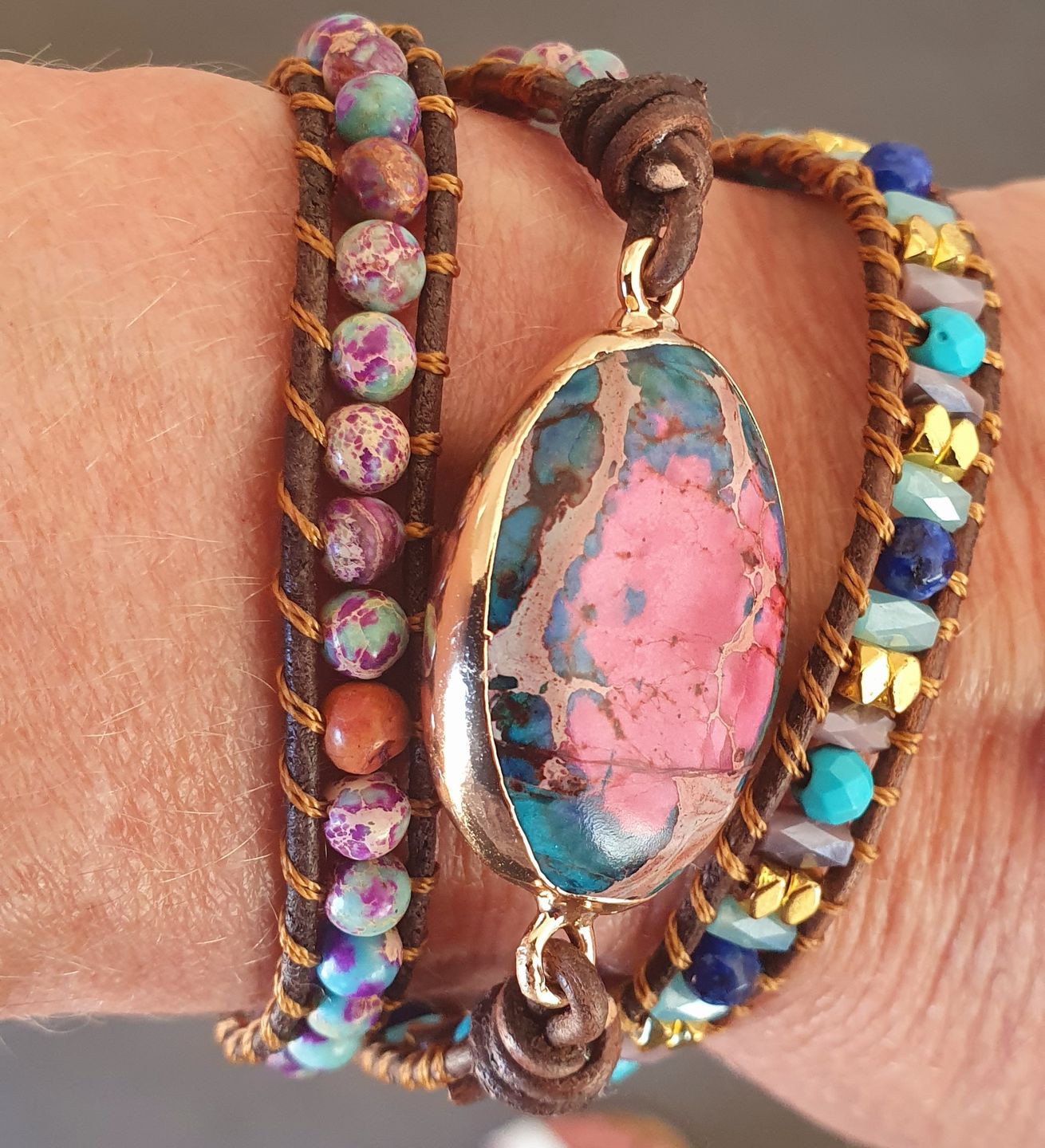 Customer photo review of Intense Emperor Jasper Wrap Bracelet