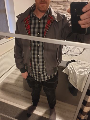 Customer photo review of Mens Classic Harrington Jacket - Grey