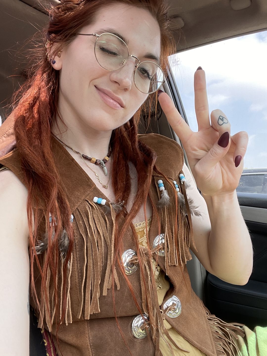 Customer photo review of Hippie Leather Fringe Vest