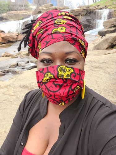 Customer photo review of ADULT FACE MASK AND MATCHING HEAD WRAP