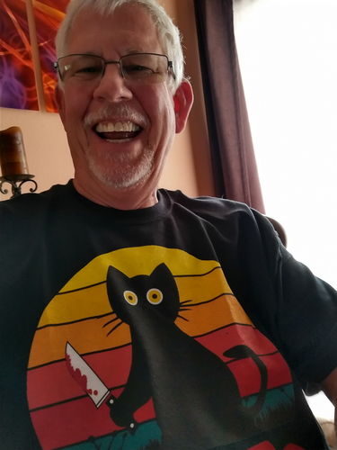 Customer photo review of Retro Murderous Black Psycho Cute Cat What With Kn