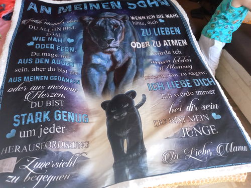 Customer photo review of "An meinen Sohn" Decke - Tiger