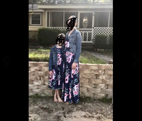 Customer photo review of Dark Blue Floral Print Sling Matching Dresses for Mom and Me