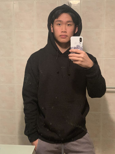 Customer photo review of AOT Black on Black Hoodie
