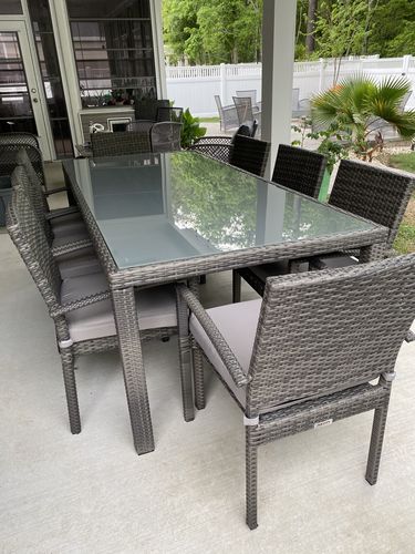 Customer photo review of Bari 9 Piece Outdoor Dining Set in Mixed Gray
