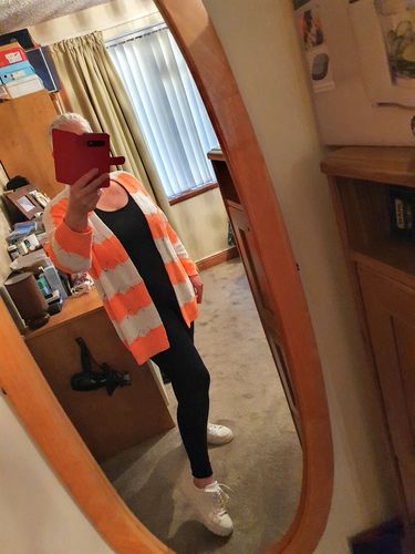 Customer photo review of Amilia Coral Stripe Cardigan