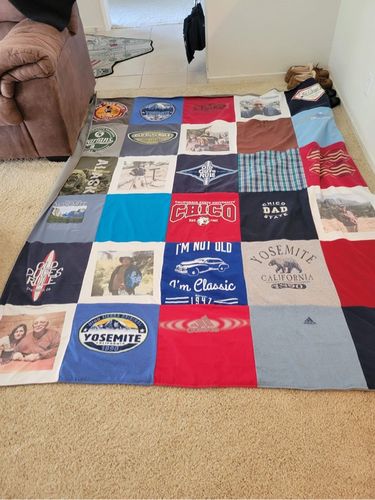 T-shirt quilt with outdoor activities, national parks themes by Bonnie from CA