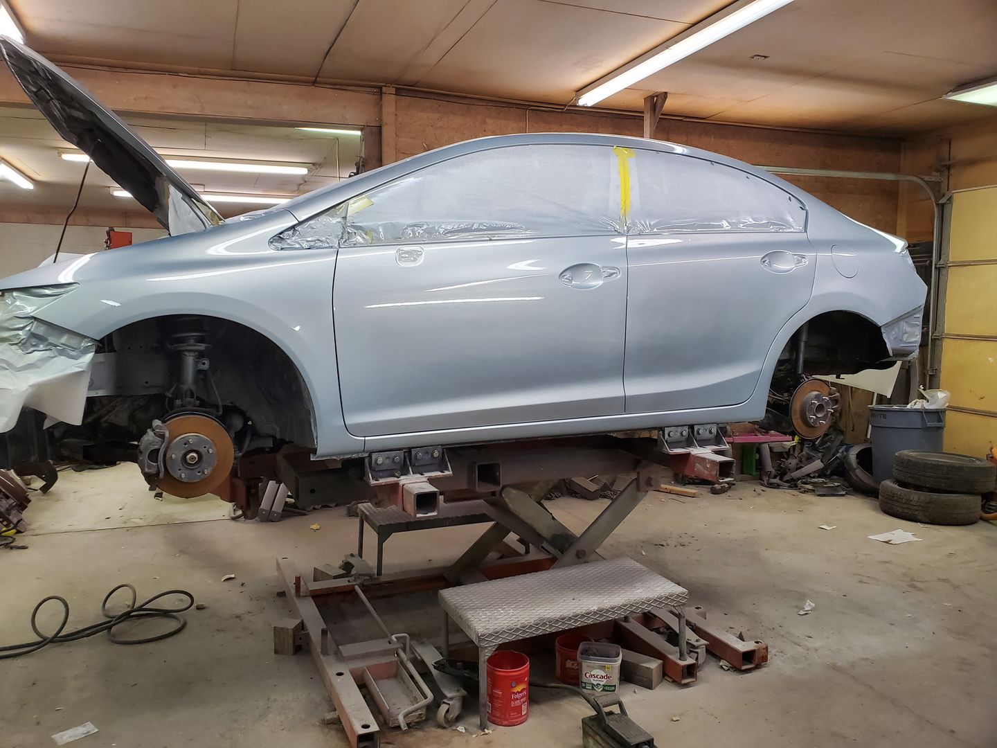 Customer photo review of 6 Inch Hook and Loop Orange Wet / Dry Auto Body Film Sanding Discs, 50 Pack