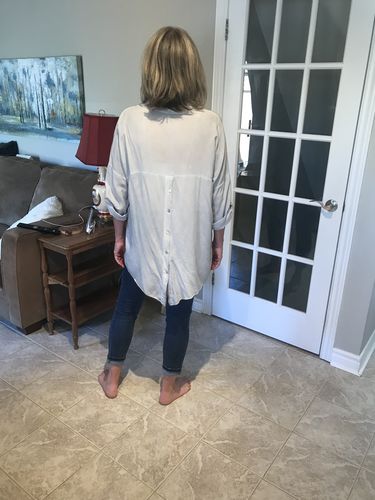 Customer photo review of Oversized Boyfriend Shirt (Light Grey)