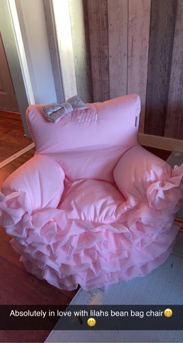 Customer photo review of Personalised Pink Frilly Bling Bean Bag Chair