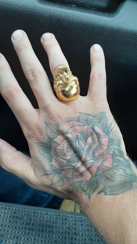 Customer photo review of SKULL RIDER GOLD RING