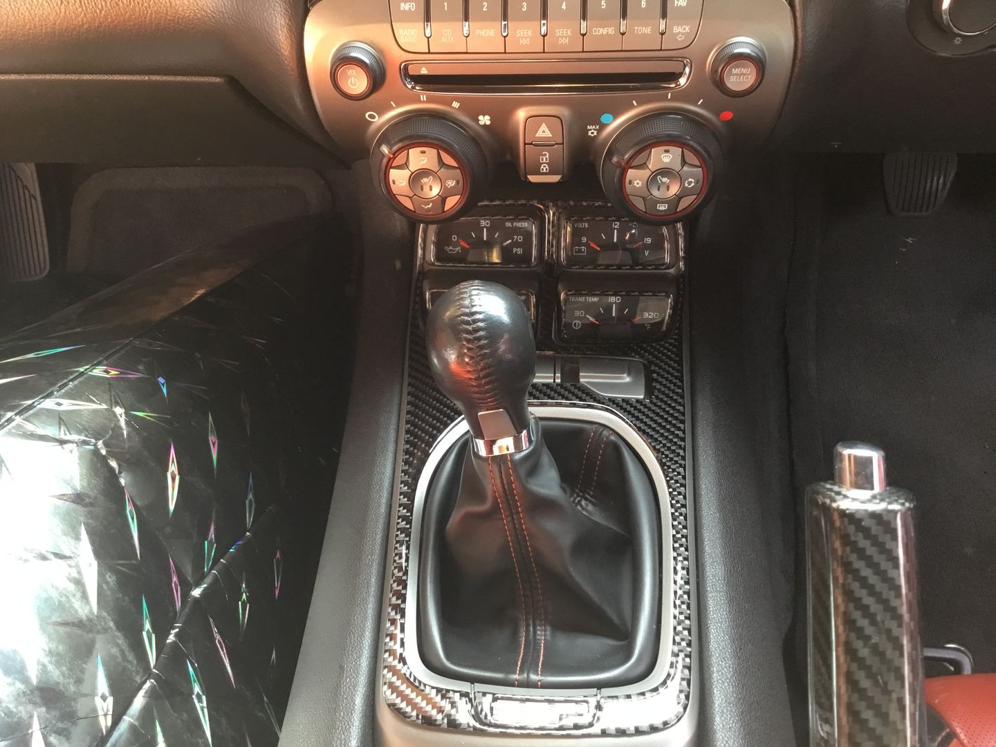 Customer photo review of Carbon Fiber Center Console Overlay for  Chevrolet Camaro 2010-2015