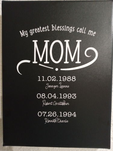 Customer photo review of My Greatest Blessings Call Me Mom Personalized Canvas