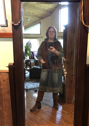 Customer photo review of Camouflage Stitching Denim Hooded Dress