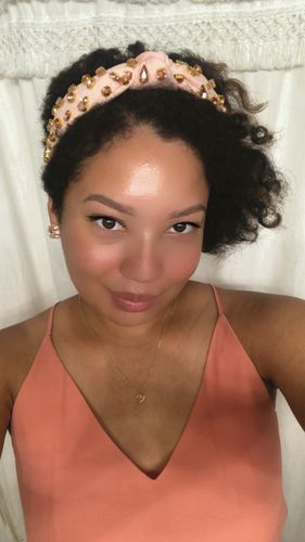Customer photo review of ROSE WATER WOVEN CANDY JEWELED SLIM KNOTTED HEADBAND
