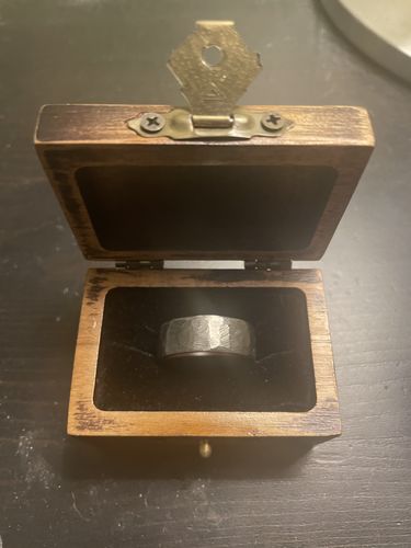 Customer photo review of Hammered Titanium and Ironwood
