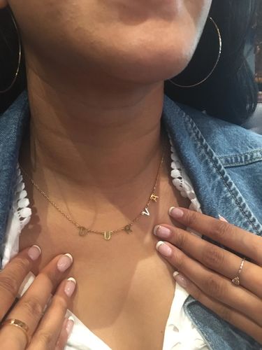 Customer photo review of DANGLE NAME LETTER NECKLACE