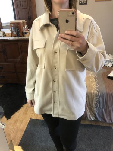 Customer photo review of C'est Moi Cotton Shacket (Tan)