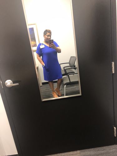 Customer photo review of Out & About V Neck Dress (Bright Blue)