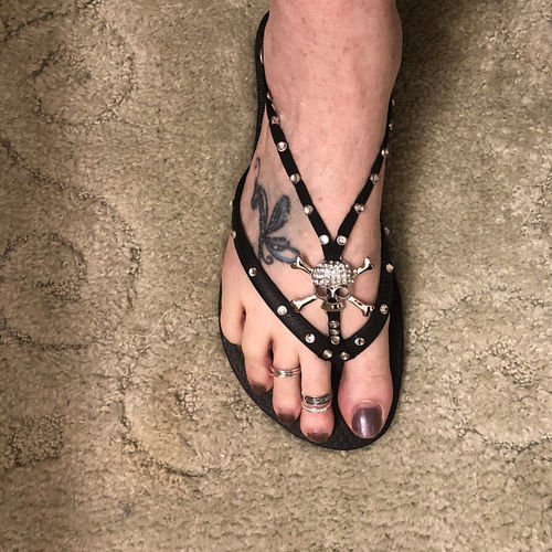 Customer photo review of Just Love Skulls Flip Flops