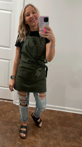Customer photo review of Olive Green Apron (Pre Order)