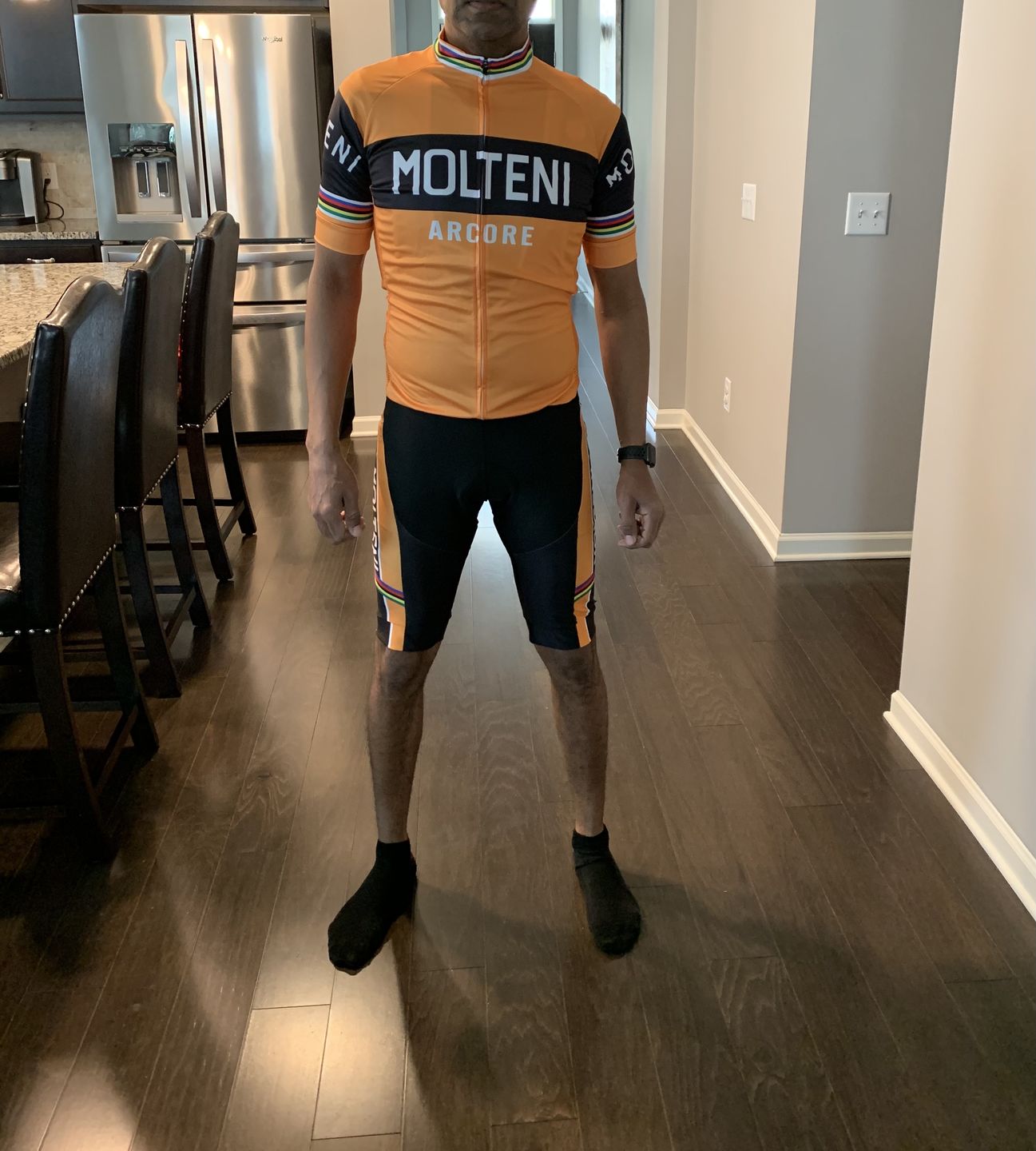 Customer photo review of Molteni Orange & Black Cycling Set