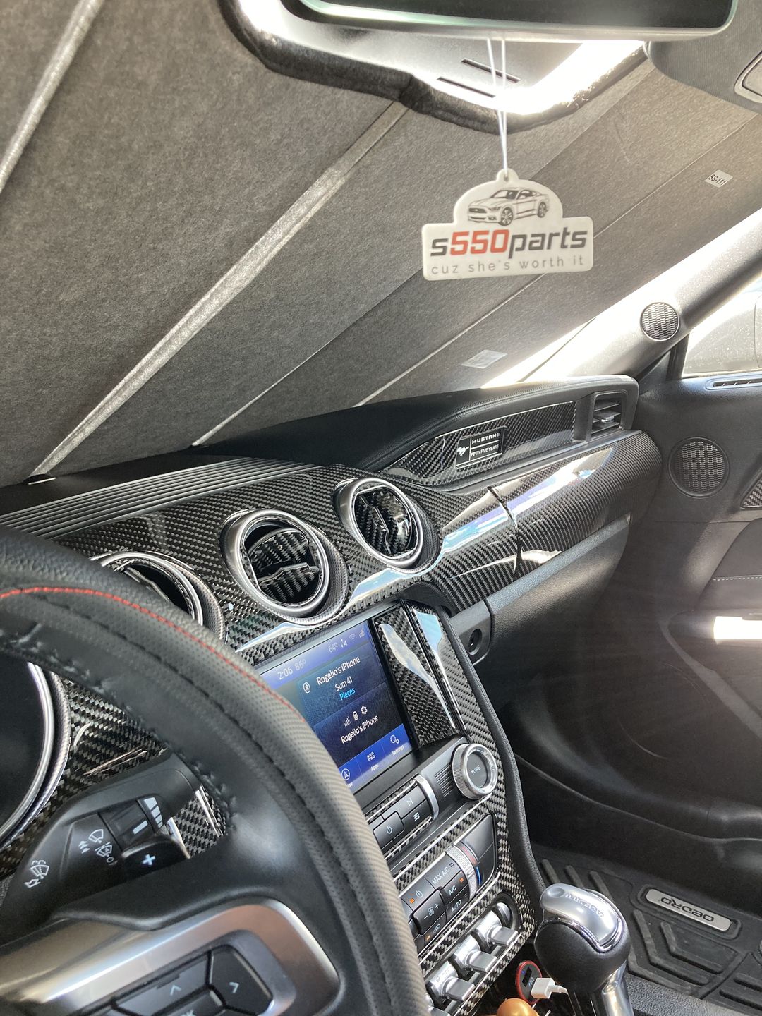 Customer photo review of Real Carbon Fiber Whole Front Dash Overlay For Ford Mustang 2015-2020