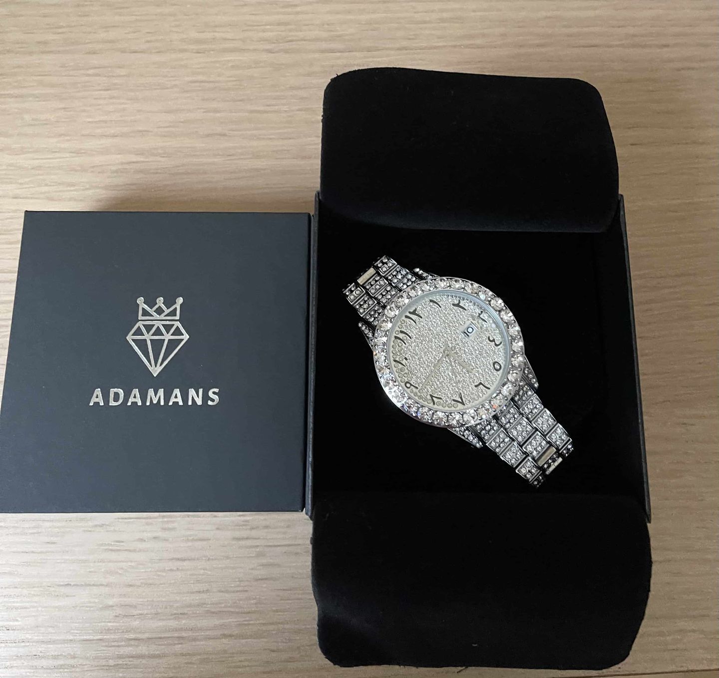 Customer photo review of Arabic Dial Diamond Simulant Watch - Silver